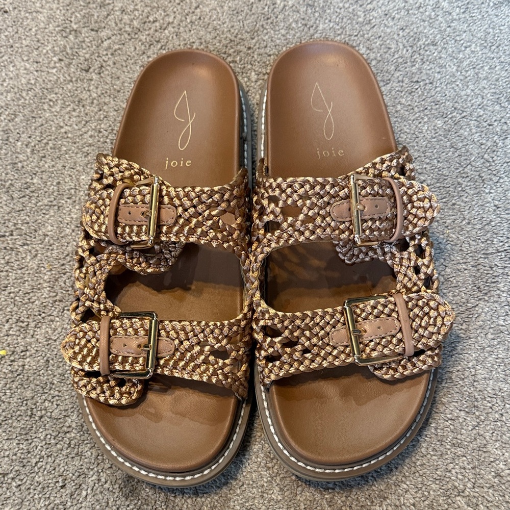 Joie Brown Weaver Double Buckle Strap Sandals Size 9.5